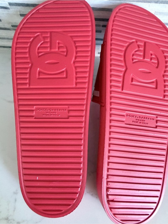 Dolce & Gabbana Red and White D&G Logo Slide Sandals size 9 Men’s main image 4
